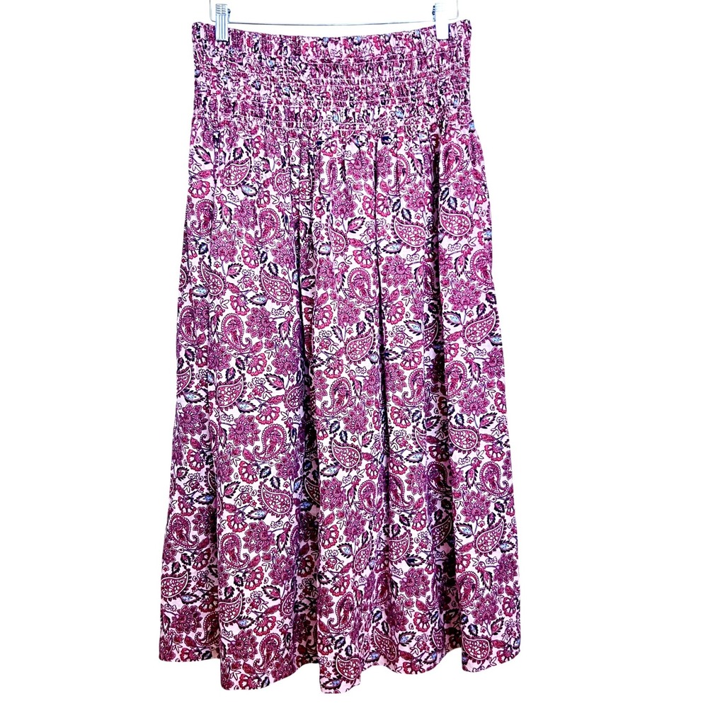 Boden Pink Paisley Smocked Waist Maxi Skirt Floral Boho US 10 UK 14 - Picture 5 of 13